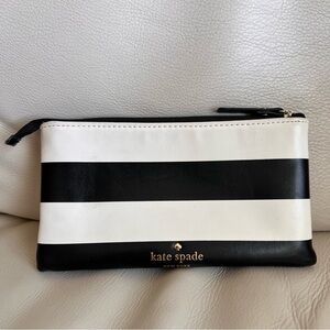 Kate Spade New York Black & White Striped Zip Pouch